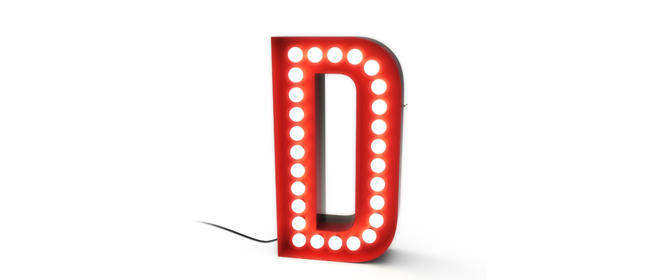 D Letter Graphic Lamp Delightfull Love Happens