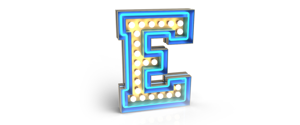 E Letter Graphic Lamp Delightfull Love Happens