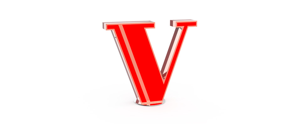 V Letter Graphic Lamp Delightfull Love Happens