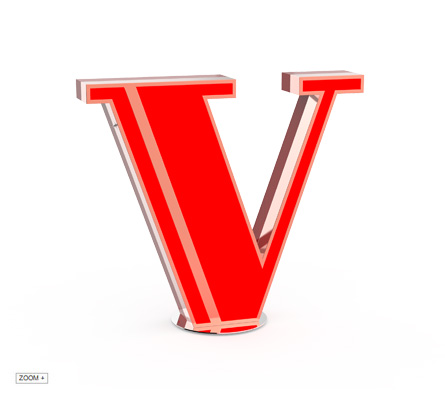 V Letter Graphic Lamp Delightfull Love Happens