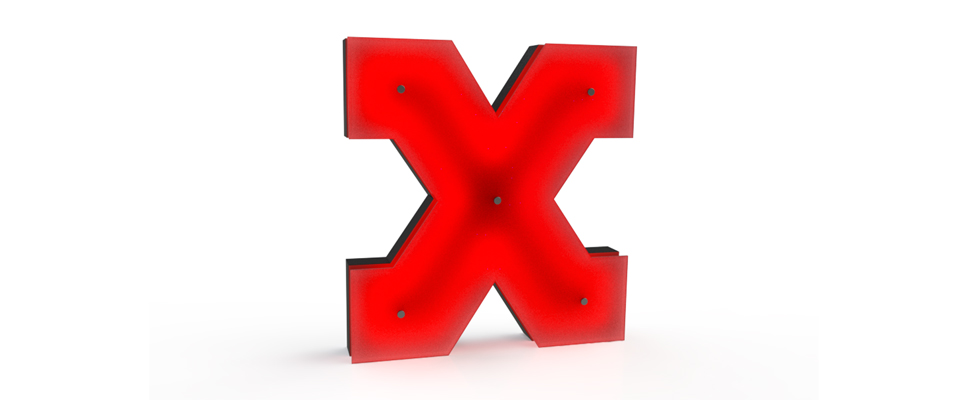 X Letter Graphic Lamp Delightfull Love Happens